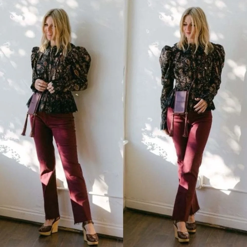 NWT ULLA JOHNSON Brigitte Puff Sleeve Peplum Blouse in Minuit Floral Print - Picture 6 of 12